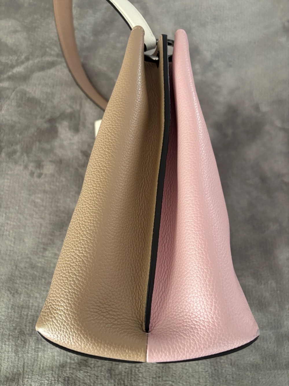 Women's Pink Leather Shoulder Bag - Structured Tote - Picture 8 of 16